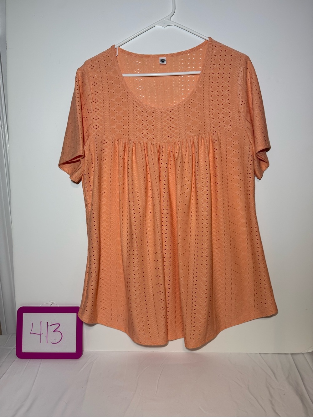 Amazon Women's Peach Eyelet Scoop Neck Tunic